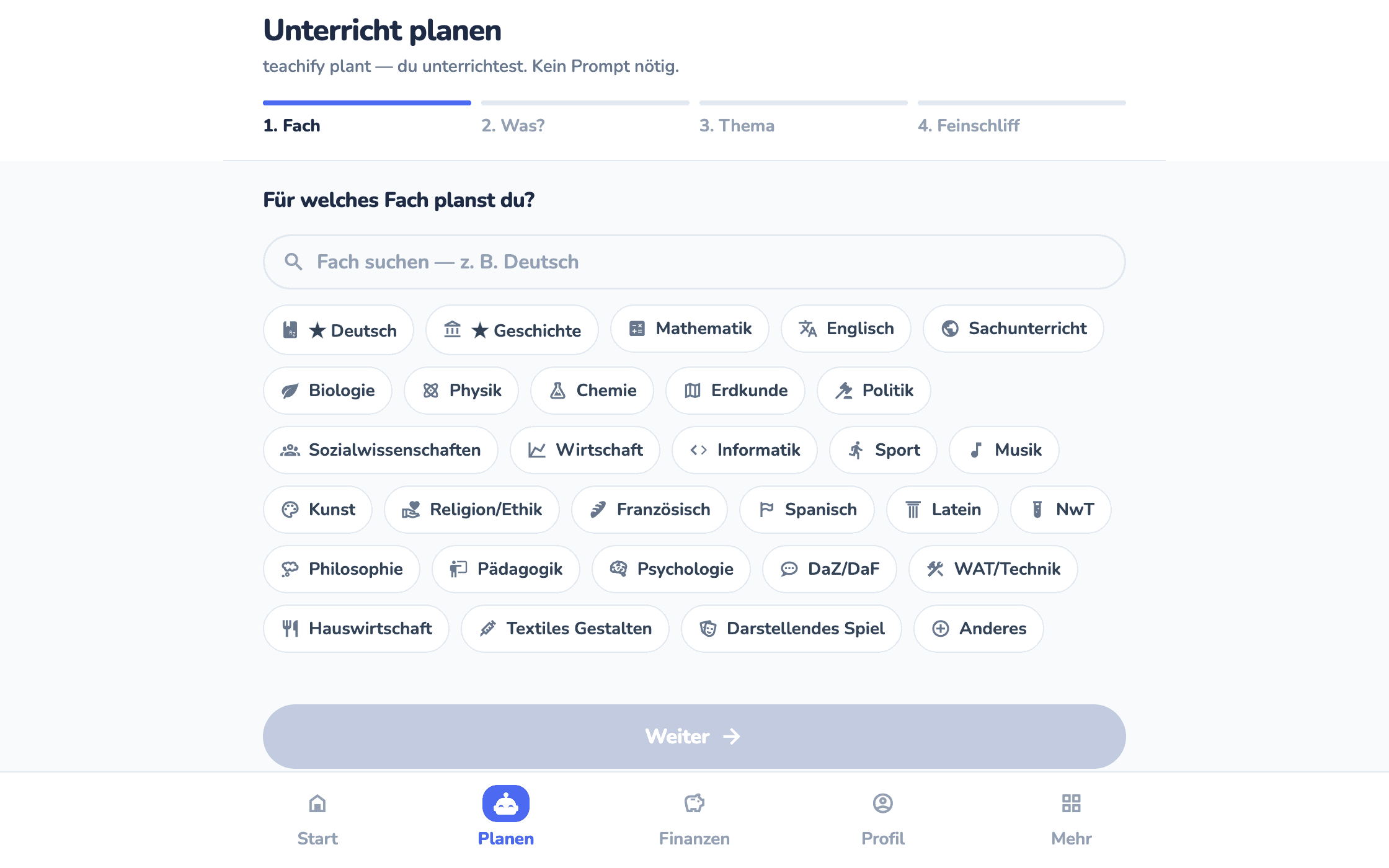 teachify — Arbeitsblatt-Generator